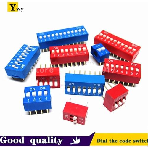 10PCS Slide Type Switch Module 1 ~ 12 Bit 2.54mm Position Way DIP Blue Pitch Toggle Switch Blue Snap Switch For PCB 8PIN 6PIN