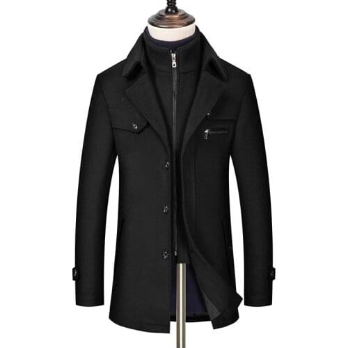 Wool Brand Blend Coats Men Winter New Mens High Quality Thick Casual Wool Coat Fashion Wild Wool Overcoat Male