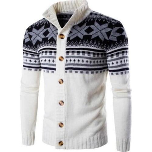 Shipping Hot New Autumn And Winter Men 'S Sweater Cardigan Sweater National Wind Spell Color Sweater Coat Coarse Lines 2xl