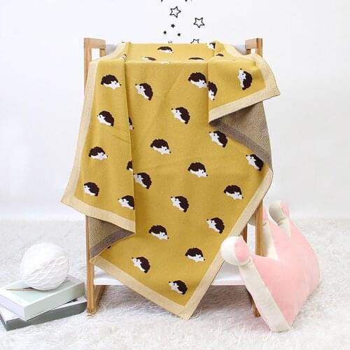 100x80cm Spring Autumn Cartoon Hedgehog Soft Knitted Baby Blanket Swaddle Wrap