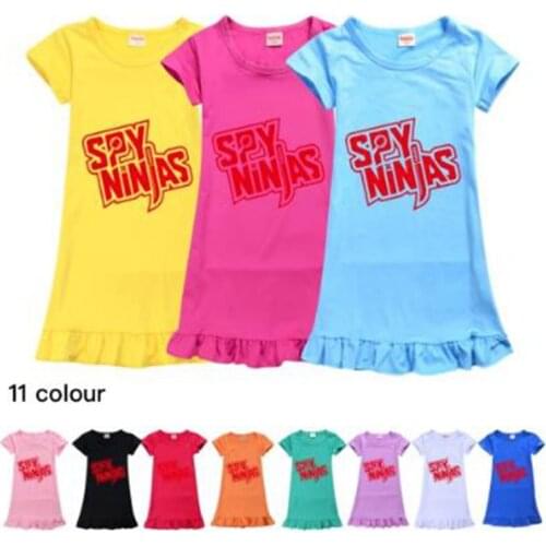 SPY NINJA Cotton Nightdress Little Teen Girl Pajamas Dresses Children Cartoon Summer Nightgown Home Clothes Kids Sleepwear