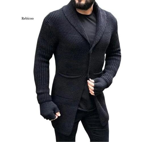 New Mens Kint Sweater Outwear Casual Long Sleeve Overcate Slim Solid Color Top Men Jacket Fashion Plus Size 5Xl