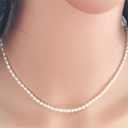 2-3mm Natural Cultured White Baroque Pearl Necklace 18 inches Jewelry Chain Accessories Chic