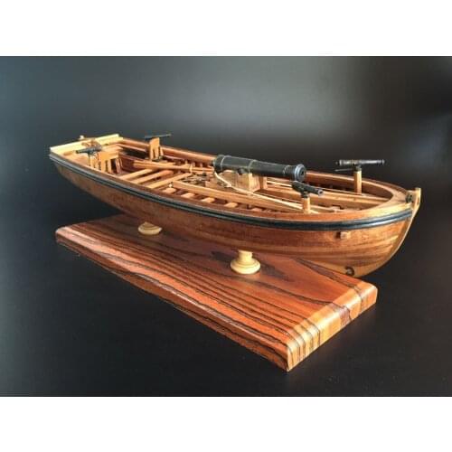 Full Ribs Armed Cannon Boat Scale 1/36 14" Wood Ship Model Kit