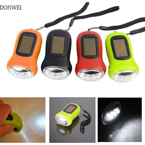 Portable LED Hand Crank Flashlight Torch Solar Powered Rechargeable LED Light Lamp Charging Powerful Torch For Outdoor Camping
