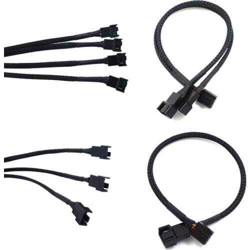 1 To 2/3/4 Ways Splitter Black Sleeved 27cm Extension Cable Connector 4Pin PWM Extension Cables 4 Pin Pwm Fan Cable