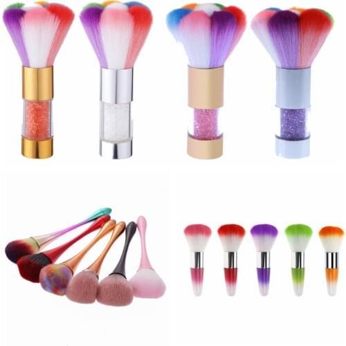 Professional Nail Art Dust Brush Acrylic UV Gel Nail Art Dust Clean Brush Manicure Pedicure Tool Rhinestones Handle Nail Brushes