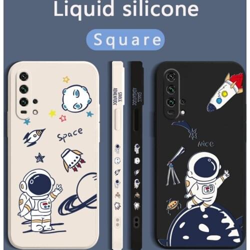 Liquid silicone Spacecraft Astronaut Soft Case For Huawei Honor 30 20 9X View30 Pro 9A 20i 10i 10 30S V20 V40 Phone Cover Coque
