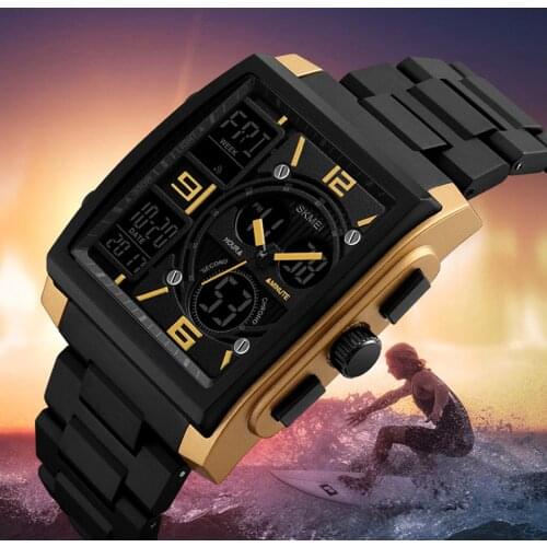 SKMEI 1274 Luxury Military Mens Watches Stainless Steel Casual Digital Wristwatches Square Sport Electronic Relogio Masculino