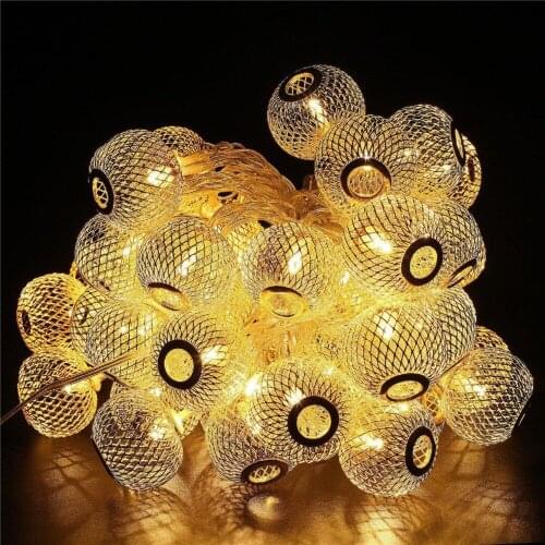 Solar LED Wire Ball Lights Wrought Iron Ball Lanterns Christmas Decoration Holiday Lights String Lights