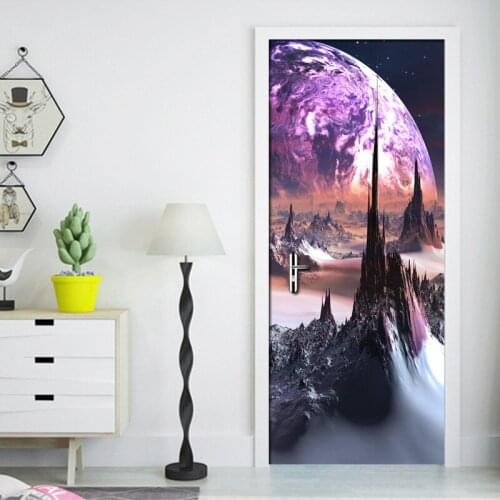 Modern 3D Universe Star Tree Mural PVC Stickers Wall Door Sticker Living Room Bedroom Door Home Decoration 3D Wallpaper Fresco