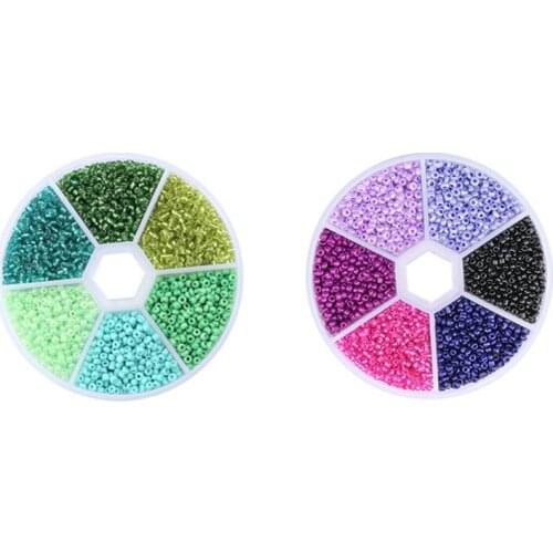 2set Boxed 2mm Glass Seed Beads Pendant Crystal Gasket Glass Beads for Jewelry Making DIY Green & Mixed Color