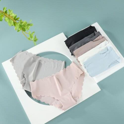 Women Panties High Quality Ruffle Silk Solid Knickers Fashion Sexy Female Girl Cotton Briefs Soft Breathable Underwear Lingeries