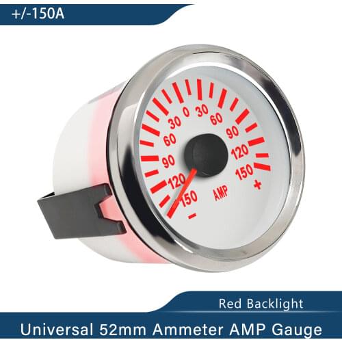 52mm Ammeter AMP Gauge +/-150A With Current Sensor With Backlight 12V 24V