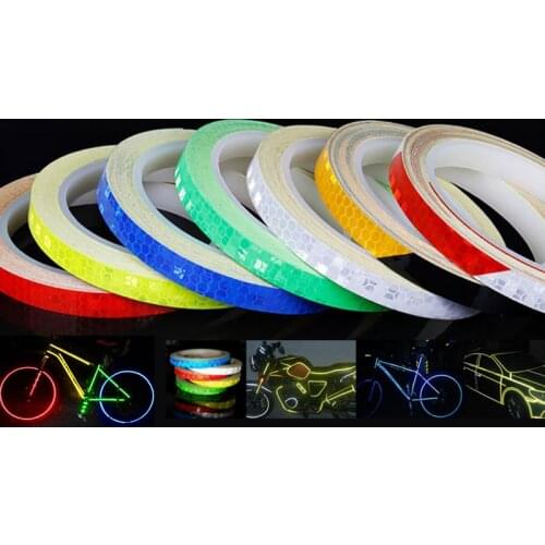 1cmx8m Bike Reflective Stickers Cycling Fluorescent Reflective Tape MTB Bicycle Adhesive Tape Safety Decor Sticker Accessories
