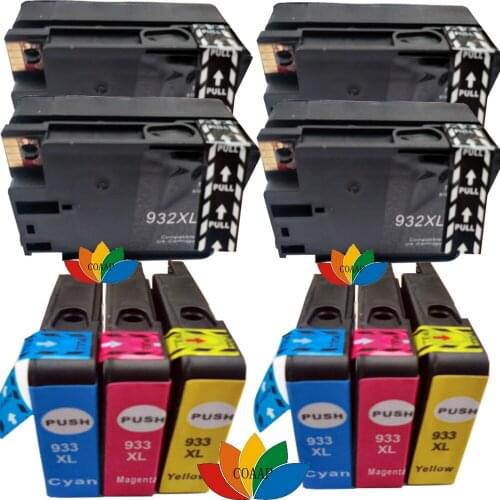 10 Compatible HP 932XL 933XL Replacement cartridges black blue red yellow for Officejet 6100 6600 6700 7110 7610 7612