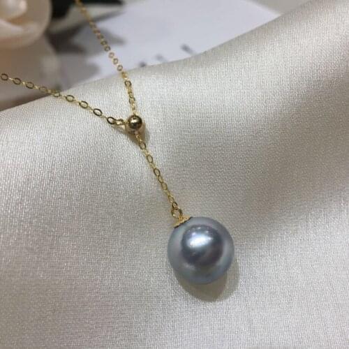 ZHIXI Real 18K Gold Pearl Necklace Pure AU750 Chain Natural AKOYA Seawater Pearl Pendant For Women Wedding Fine Jewelry D520