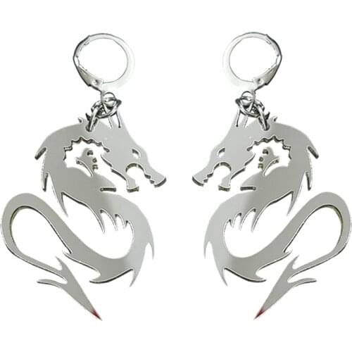Dragon Totem Acrylic Earrings Punk Silver Color Mirror Surface Chic Animal Earrings Gifts For Women Girls Cool Jewelry New 2020