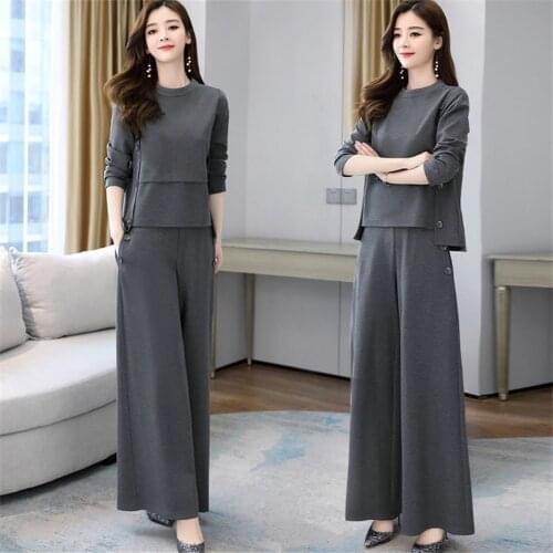 Women Tracksuit Spring Autumn plus size Clothes Long Sleeve top+wild leg pant Two-piece suit Plus Size 4XL office lady