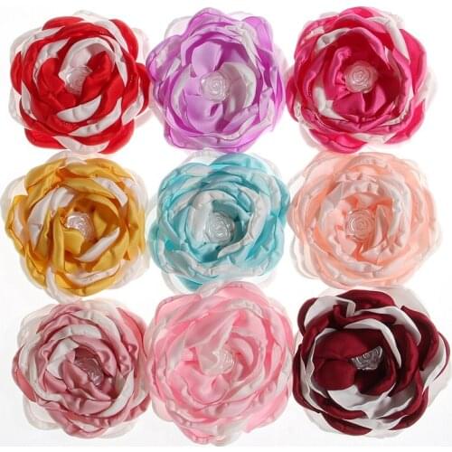 120PCS 8.5CM Fashion Burn Fabric Flower With Pearl For Headbands Chiffon Flowers For Hairpins