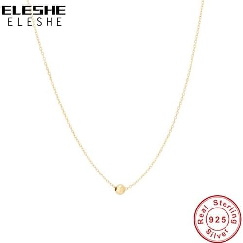 2020 New Simple 18K Gold Plated Small Ball Single Necklace 925 Sterling Silver Party Dating Jewelry Gift for Women