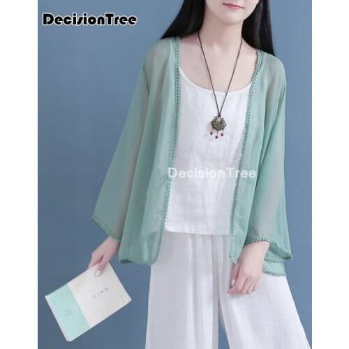 2021 chinese traditional kimono cardigan chinese style top hanfu blouse cotton linen blouse clothes chinese style hanfu