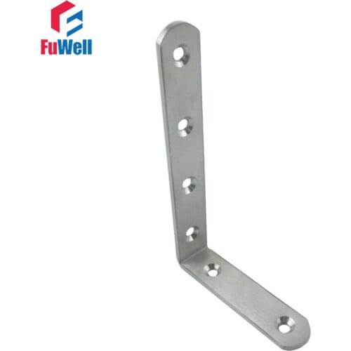 4pcs 75mm x 125mm 90 degree Corner Brackets 3mm Thickness Stainless Steel Angle Bracket for Bed Cabinet Table Furniture