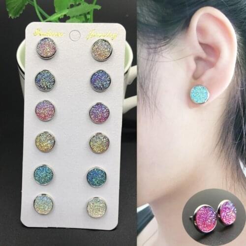 Fashion Small Balls Stud Earrings Set for Women Little Girls Kids Trendy Colorful Crystal Earring Jewelry Jewelry Accessories