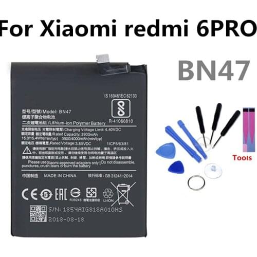 BN47 Mobile Phone Battery For Xiaomi Redmi 6 PRO redmi6 PRO Real Capacity 4000mAh Replacement Li-ion Battery
