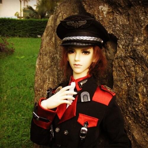 Doll Accessories BJD Cap Hat High-end Custom Made 70cm 1/3 1/4 bjd Male Boy Military Police Uniform Black White Blu Costume Suit