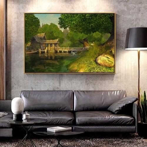Artcozy Oil Canvas Painting casa en el bosque For Home Decoration Wall Art