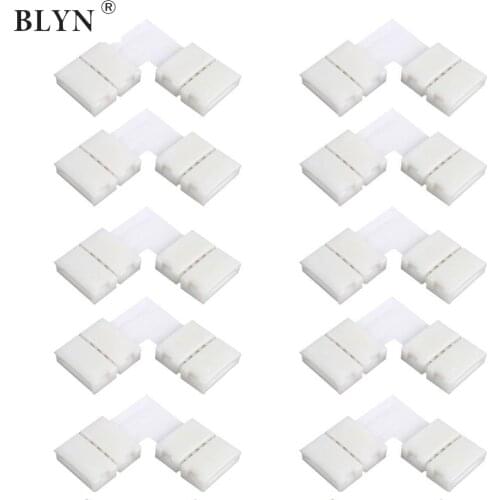 BLYN 10PCS RGB Corner Connector 10MM Width 90 Degree Right Angle 4 Pin Corner Clips Buckle LED Strip Adapter Light Accessory