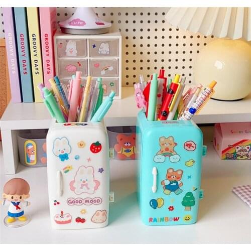 Kawaii Large Pen holder kawaii cartoon pencil storage case for girls desktop cosmetic makeup brushes organizer box Stationary