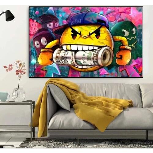 Graffiti Art Red Lip Dollars Mouth Canvas Painting on The Wall Posters Prints Wall Pictures for Living Room Home Wall Cuadros