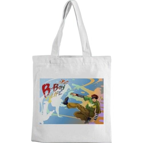 Character print canvas bag large capacity canvas bag white casual tote bag environmentally friendly shopping bag
