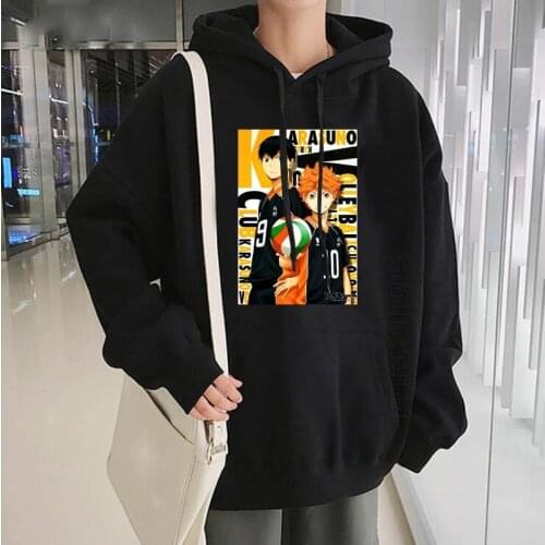 Anime Haikyuu Karasuno Volleyball Club Printing Hoodies Women Autumn Hooded Tops Men Streetwear Pullovers Oversized Hoodies
