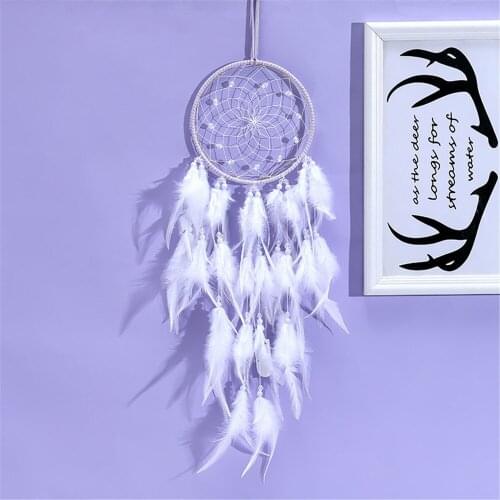 Indian LED Dream Catcher White Wind Chime Air Ornaments Dreamcather Purple Birthday Creative Gift Filter Dream Net
