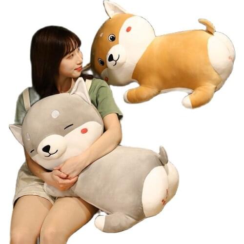 Kawaii Cartoon pink pig Husky Shiba Inu animal stuffed soft plush toy pillow Anti-extrusion cushion home decoration ornament gif