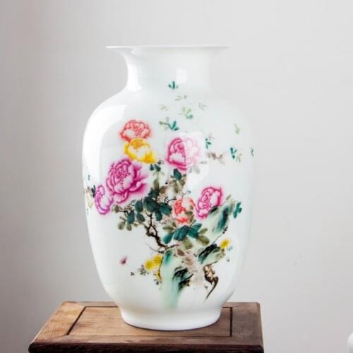 Chinese Ceramic Flower Vase Home Decoration Jingdezhen Porcelain Vase Handmade Shining Famille Rose Vases