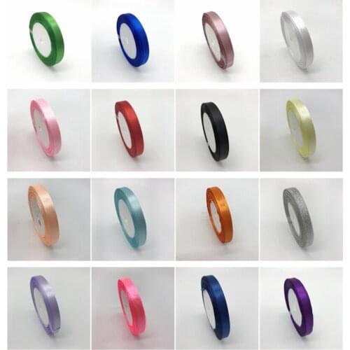 3/8" 10mm Wide) 25yards/Roll Silk Satin Ribbon Polyester Ribbon DIY Bow Craft Decor Wedding Christmas Party Decoration