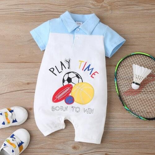 Summer baby boys costume Newborn Baby Romper toddler boys clothing short sleeve cartoon print turn-down Infant baby boy clothing
