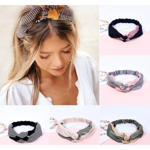 Fashion Women Elegant Soft Headband Vintage Cross Knot Elastic Hair Bands Solid Girls Hairband Hair Accessories