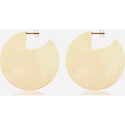 Fashion Stainless Steel Love Geometric Round Sector Drop Earrings Gold Color Women Female Party Wedding Gift