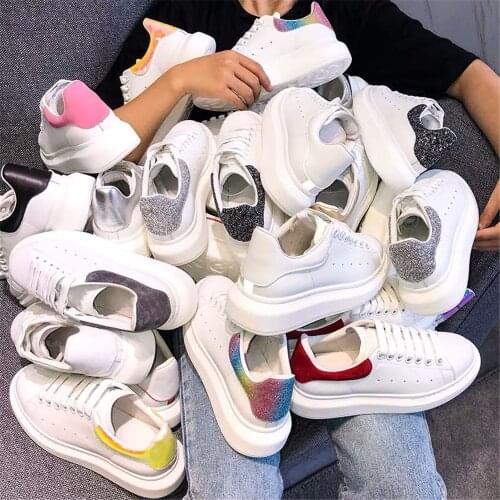 Fashion Chic Sneakers Genuine Leather Flats Leisure Women Shoes Casual Shoes Lace-up Platform Shoes 34-41 Plus Size Shoes