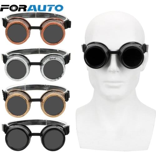 FORAUTO Moto Goggles Adjustable Vintage Eyewears Welding Punk Gothic Sunglasses Retro Sun Glasses Steampunk Glasses