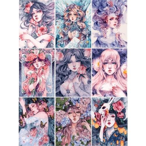 DIY Flower Girls Painting By Numbers On Canvas Unframed Wall Figure Pictures Art For Living Room Home Decoration