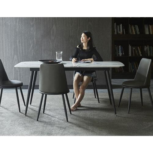 Stainless steel Dining Room Set Home Furniture minimalist modern marble dining table and 6 chairs mesa de jantar muebles comedor