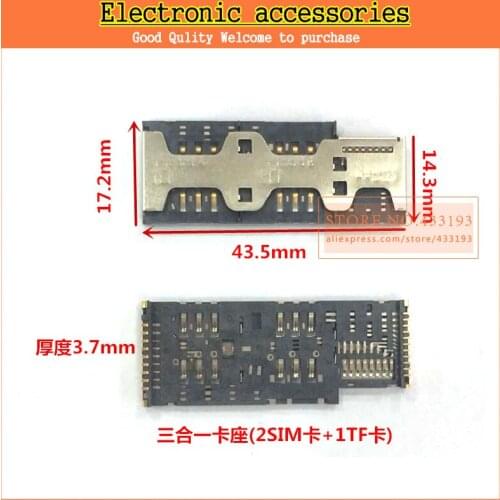 New 5pcs mobile phone sim card connector 3 in 1 SIM Card Tray Slot Connector 2SIM+TF card