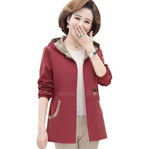 New Spring Autumn Jacket Middle-aged Elderly Mothers Coat Casual Zipper Long Sleeve Windbreaker Outerwear Female Short Tops 5XL