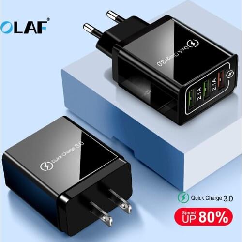 Olaf USB Charger for Xiaomi a2 Quick Charge 3.0 EU US Plug for Samsung S8 S10 Mobile Phone Charger 5V 3A Fast Charger for iPhone
